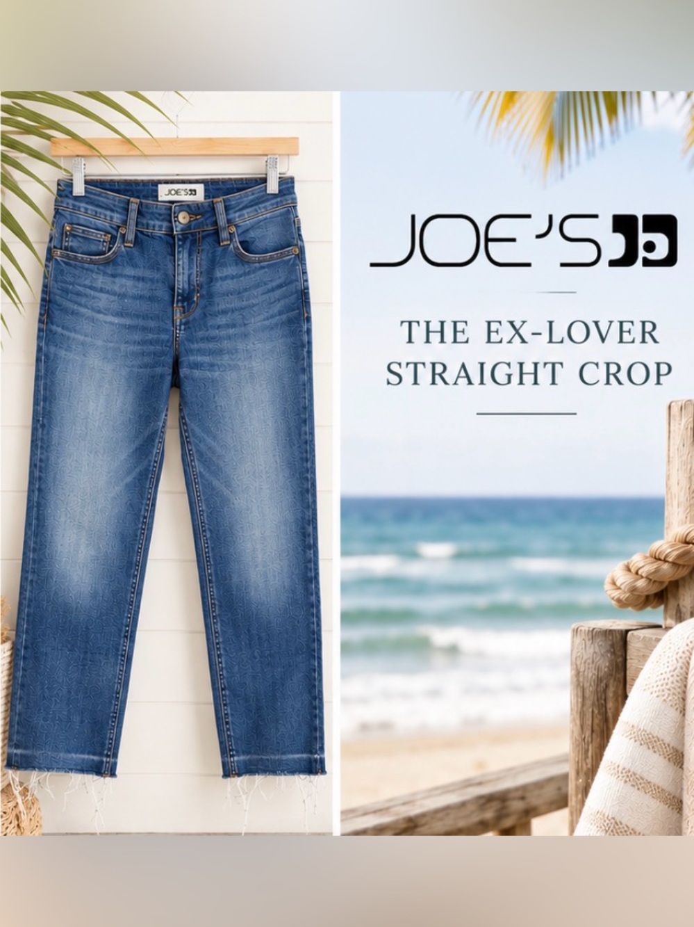Joe's Jeans Blue Straight Crop Ex-Loved Straight Leg